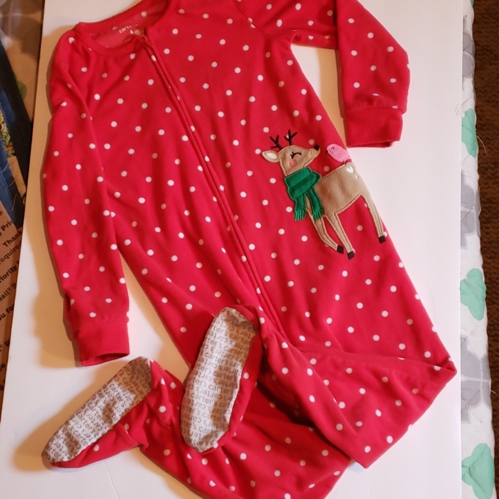 Carter's Fleece zip up onsie pjs sz 4t